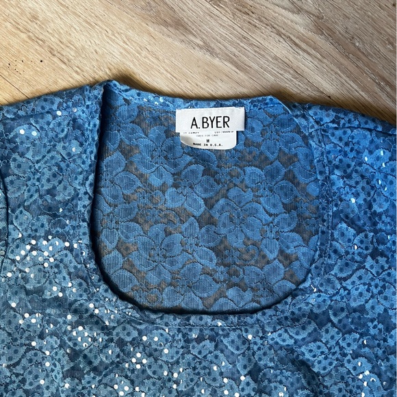 Vintage 90s Y2K Sequin Square Neck Lace Top - Picture 4 of 7